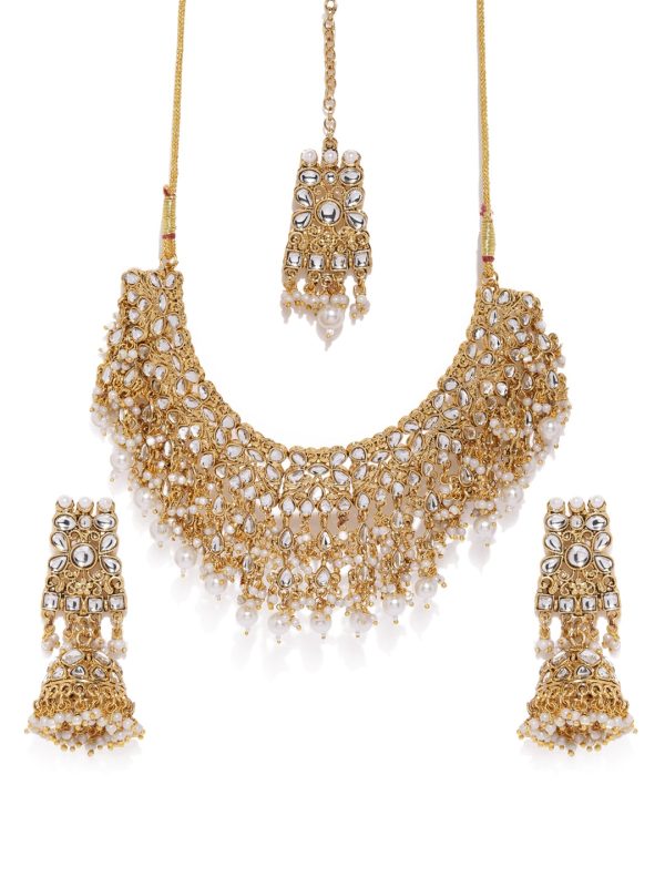 a2ab51a4 1e00 46a1 9a8e 1de56528d4921555485505812 Zaveri Pearls Gold Toned Traditional Kundan Pearls Studded 2