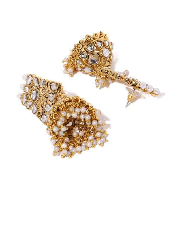 a7f7a15d eadb 4f8f 91f0 310c590f88211555485505776 Zaveri Pearls Gold Toned Traditional Kundan Pearls Studded 4