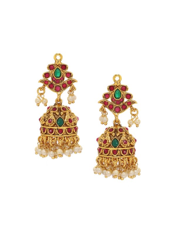 c3393166 942f 416f 8c5c 5fb23169953d1571749042379 Rubans Women Gold Plated Green Faux Ruby Studded Handcrafte 4